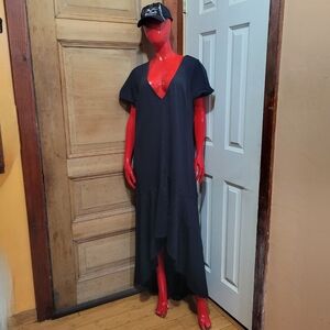 Wayward Fancies Eshatki Hi-Lo Hem Maxi Dress Black Women's 3X